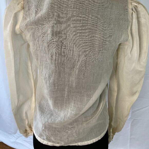 1970s Jessica’s Gunnies Sheer Edwardian Blouse – Lace & Satin Trim, XS - Picture 9 of 13